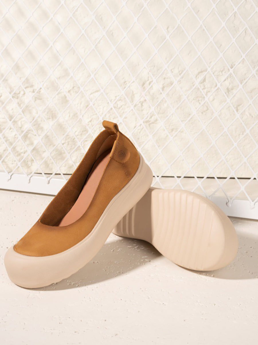 Women Summer Soft Leather Mid Heel Shoes