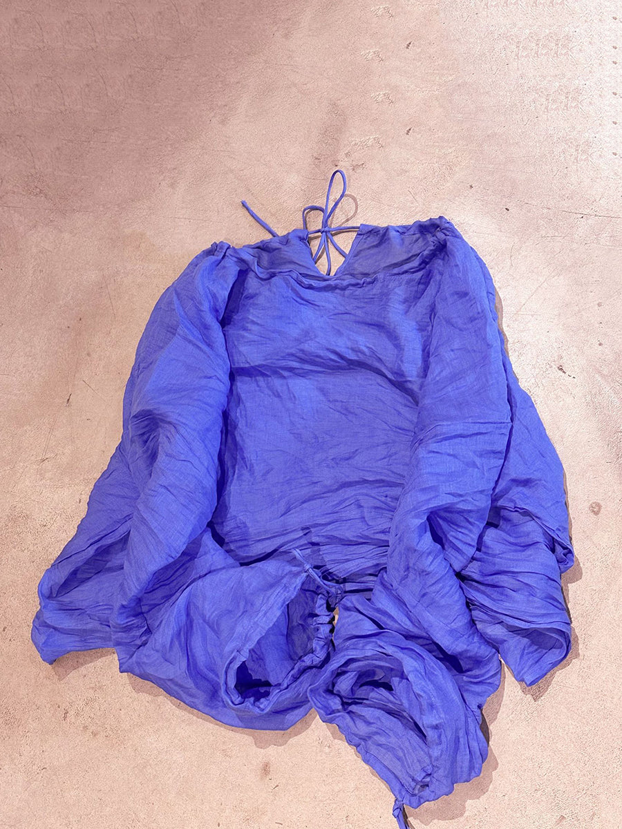 Women Summer Artsy Pure Color O-Neck Ramie Shirt