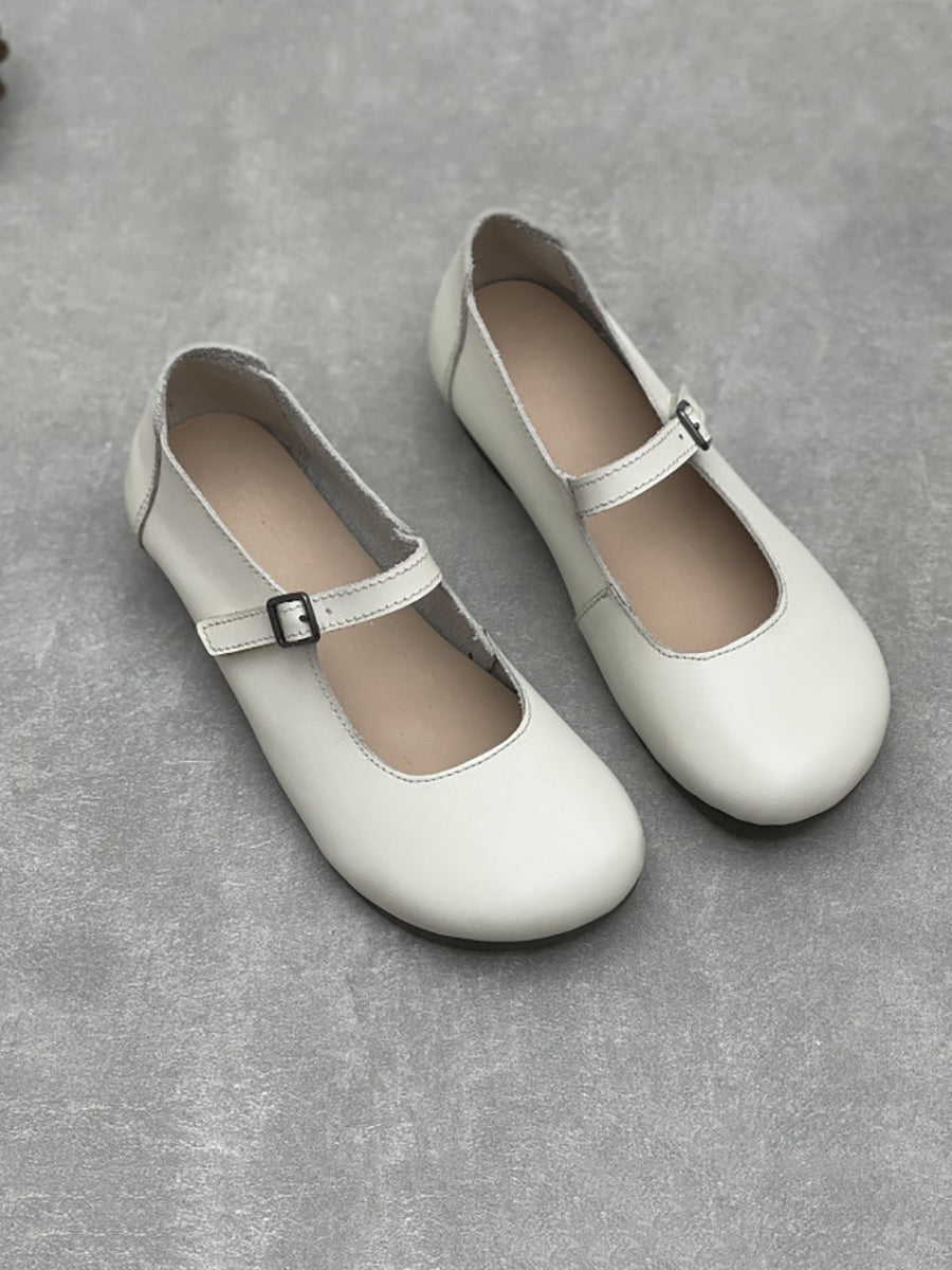 Women Casual Genuine Leather Low Heel Mary Jane Shoes