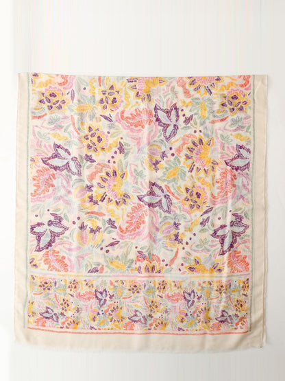 Women Artsy Colorful Plant Shawl Scarf