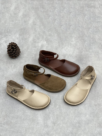 Women Genuine Leather Summer Flat Sandals