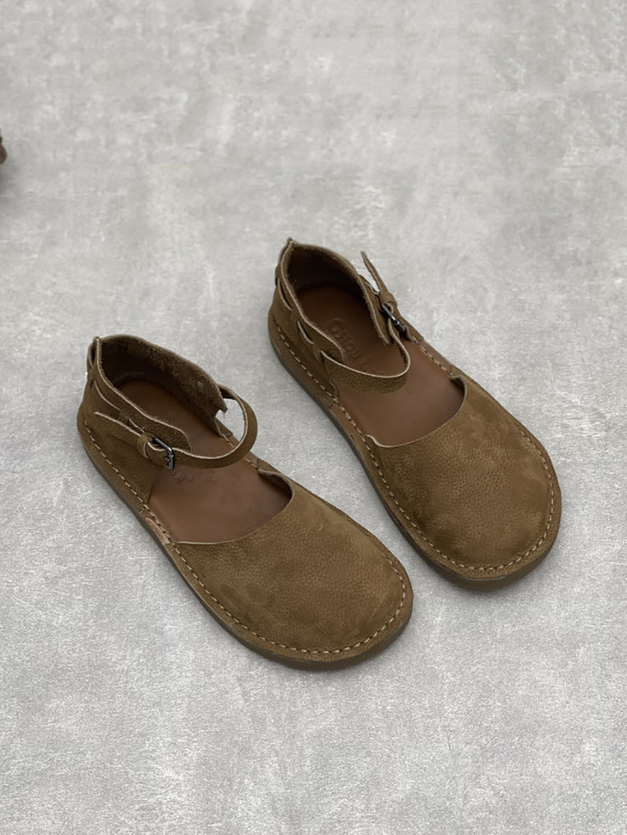 Women Genuine Leather Summer Flat Sandals