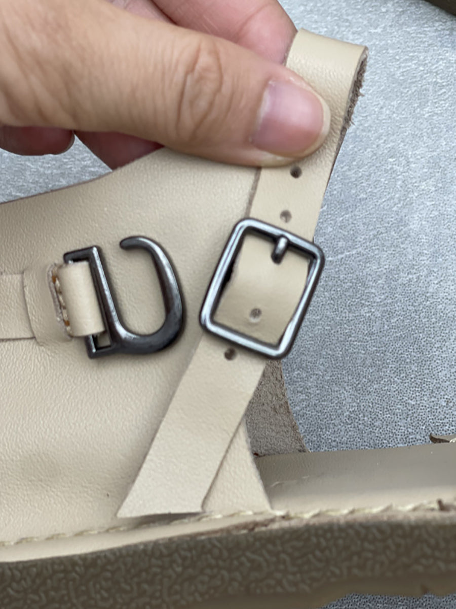 Women Genuine Leather Summer Flat Sandals