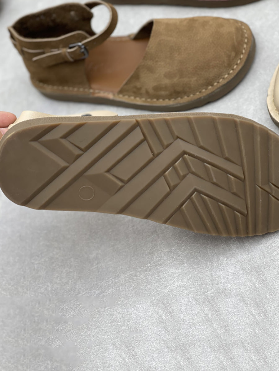 Women Genuine Leather Summer Flat Sandals