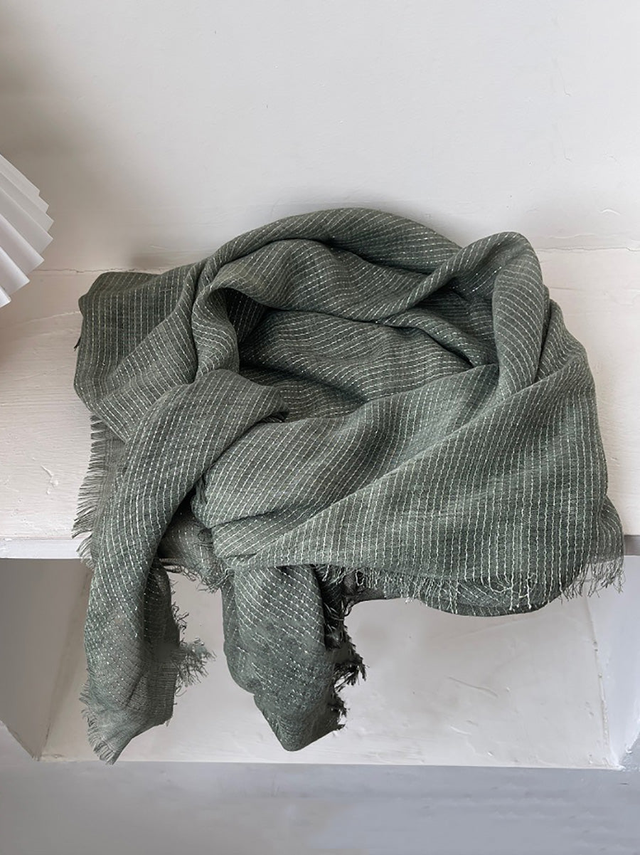 Women Artsy Stripe Tassel Shawl Scarf