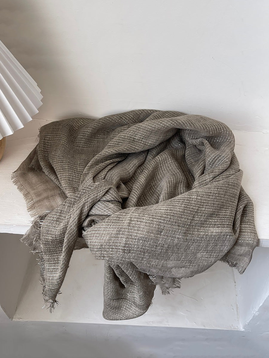 Women Artsy Stripe Tassel Shawl Scarf