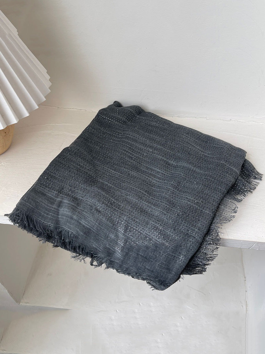 Women Artsy Stripe Tassel Shawl Scarf