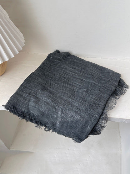 Women Artsy Stripe Tassel Shawl Scarf