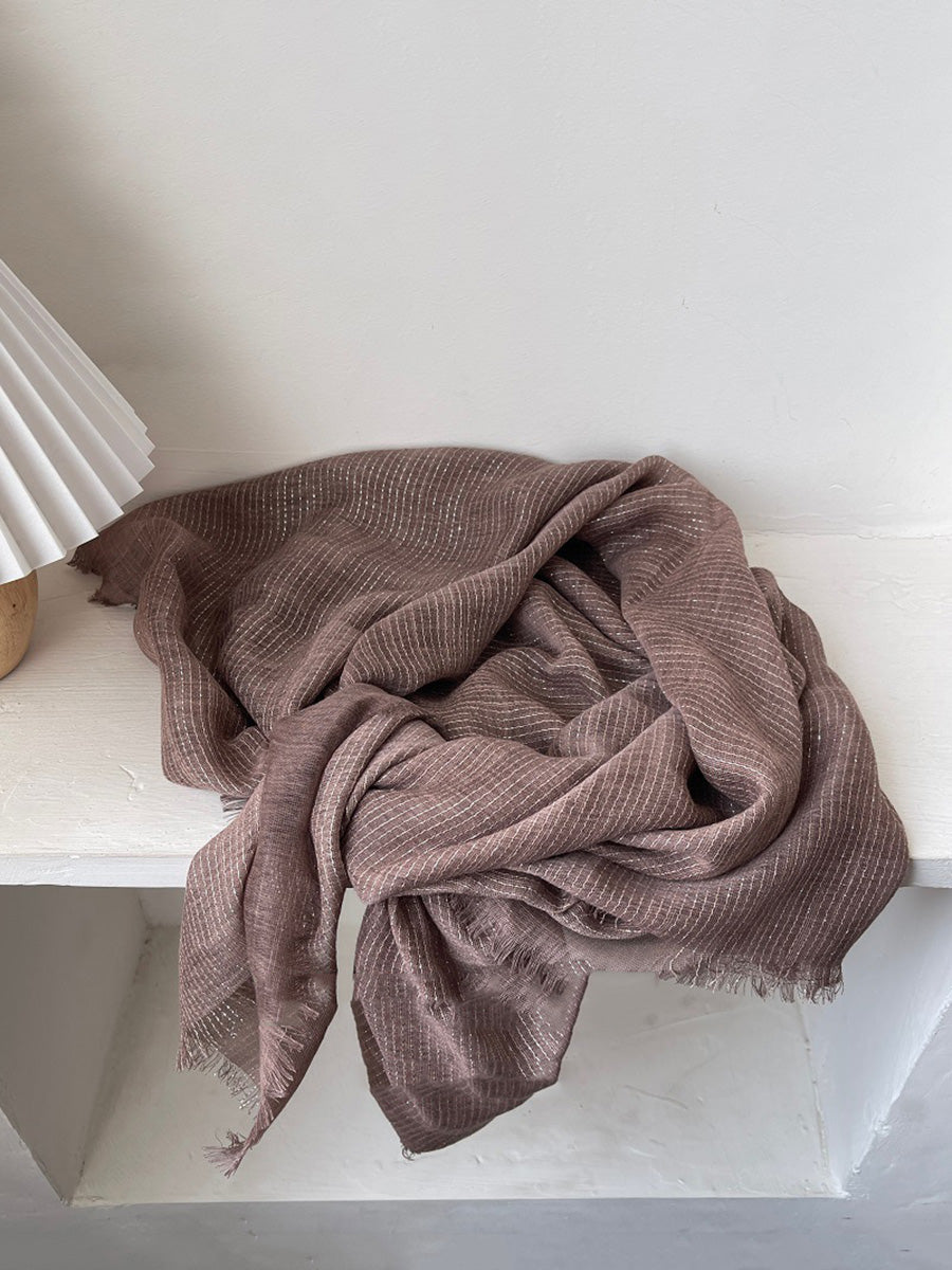 Women Artsy Stripe Tassel Shawl Scarf