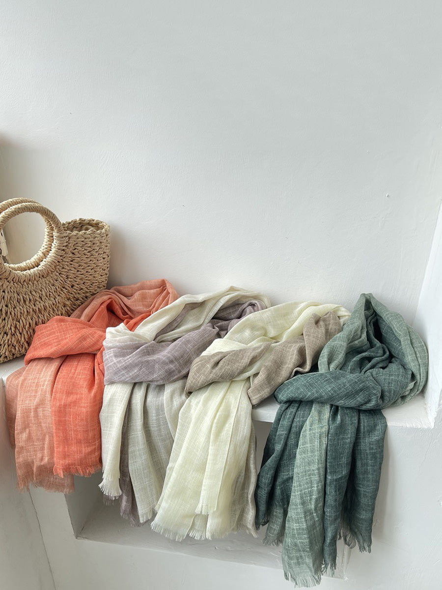 Women Artsy Summer Gradient Color Tassel Shawl Scarf