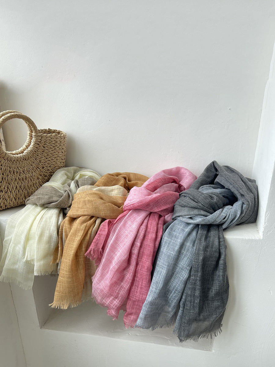 Women Artsy Summer Gradient Color Tassel Shawl Scarf