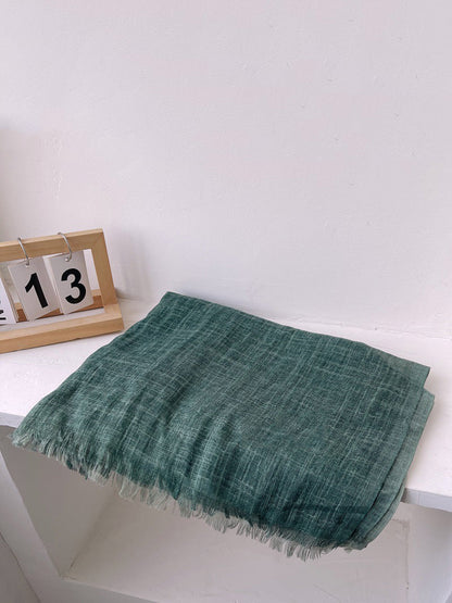 Women Artsy Summer Gradient Color Tassel Shawl Scarf