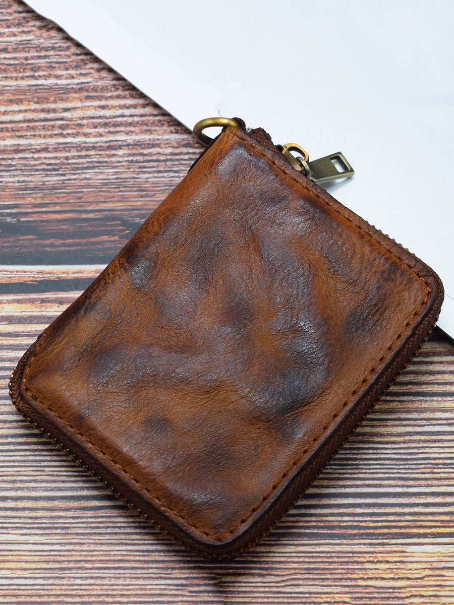 Retro Leather Zipper Multifunction Wallet