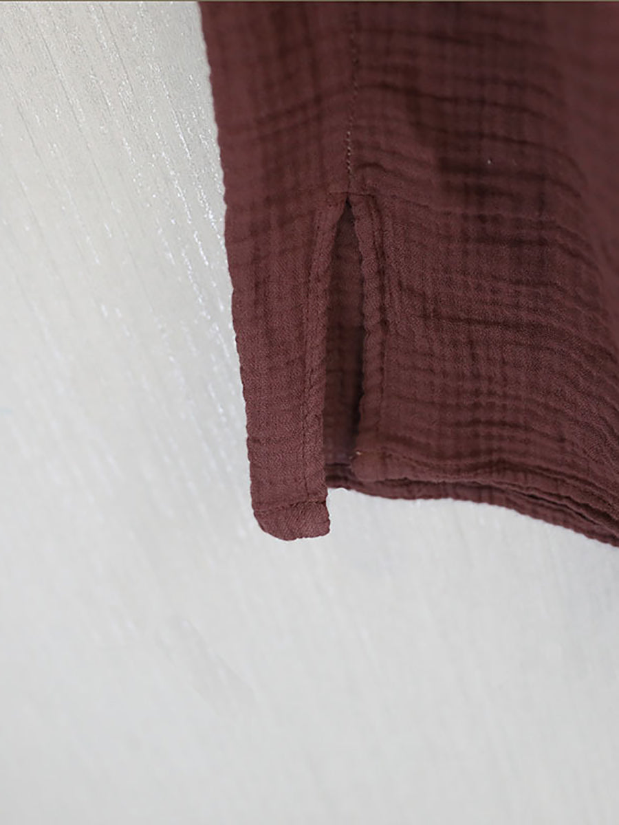 Women Summer Retro Pure Color 100%Cotton Skirt