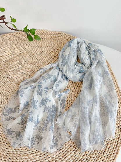 Summer Artsy Floral Thin Shawl Scarf