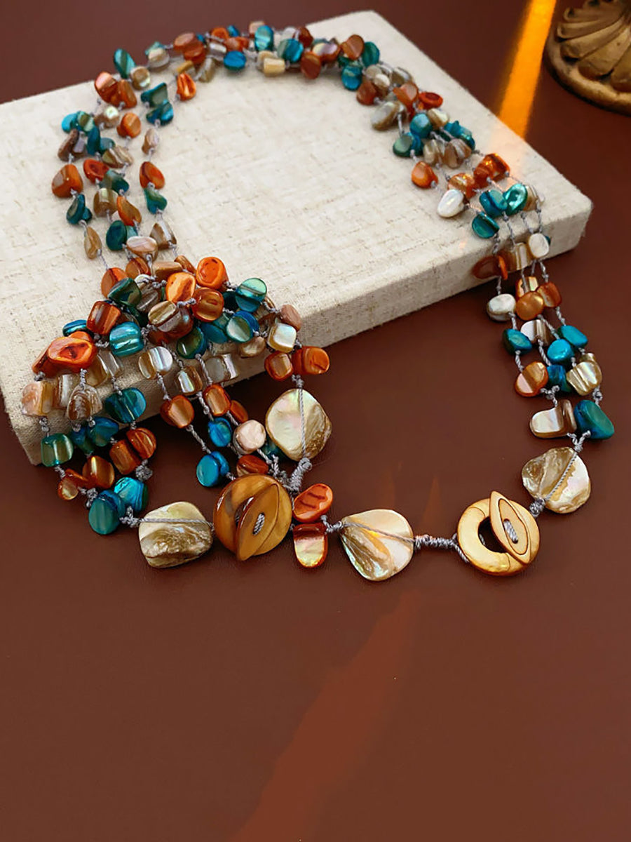 Bohemia Colorful Stone Shell Multilayer Necklace
