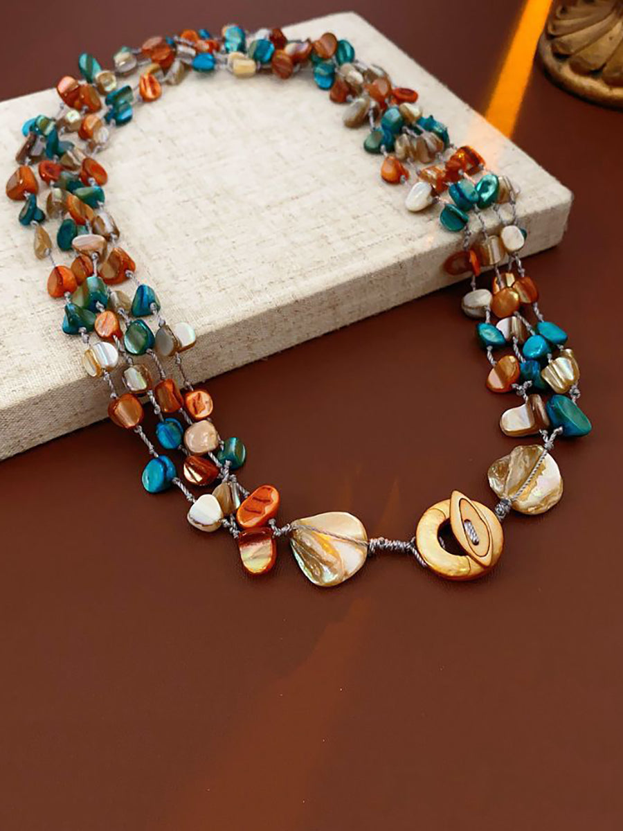 Bohemia Colorful Stone Shell Multilayer Necklace