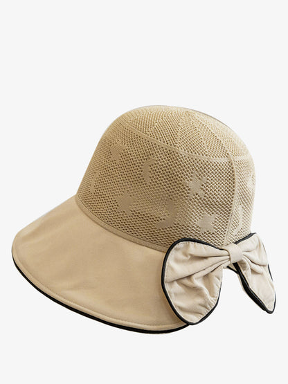 Women Summer Colorblock Bowknot Sunproof Hat