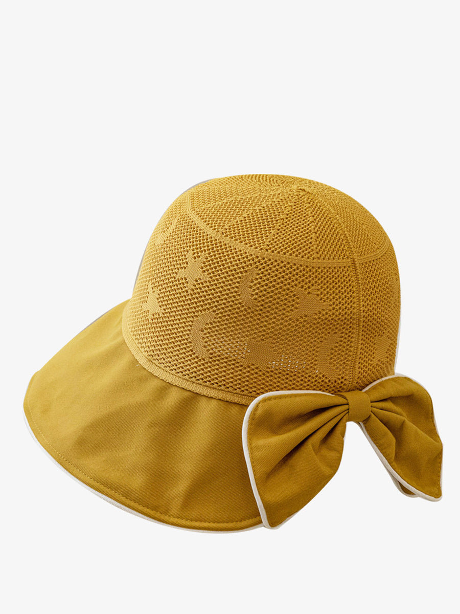 Women Summer Colorblock Bowknot Sunproof Hat