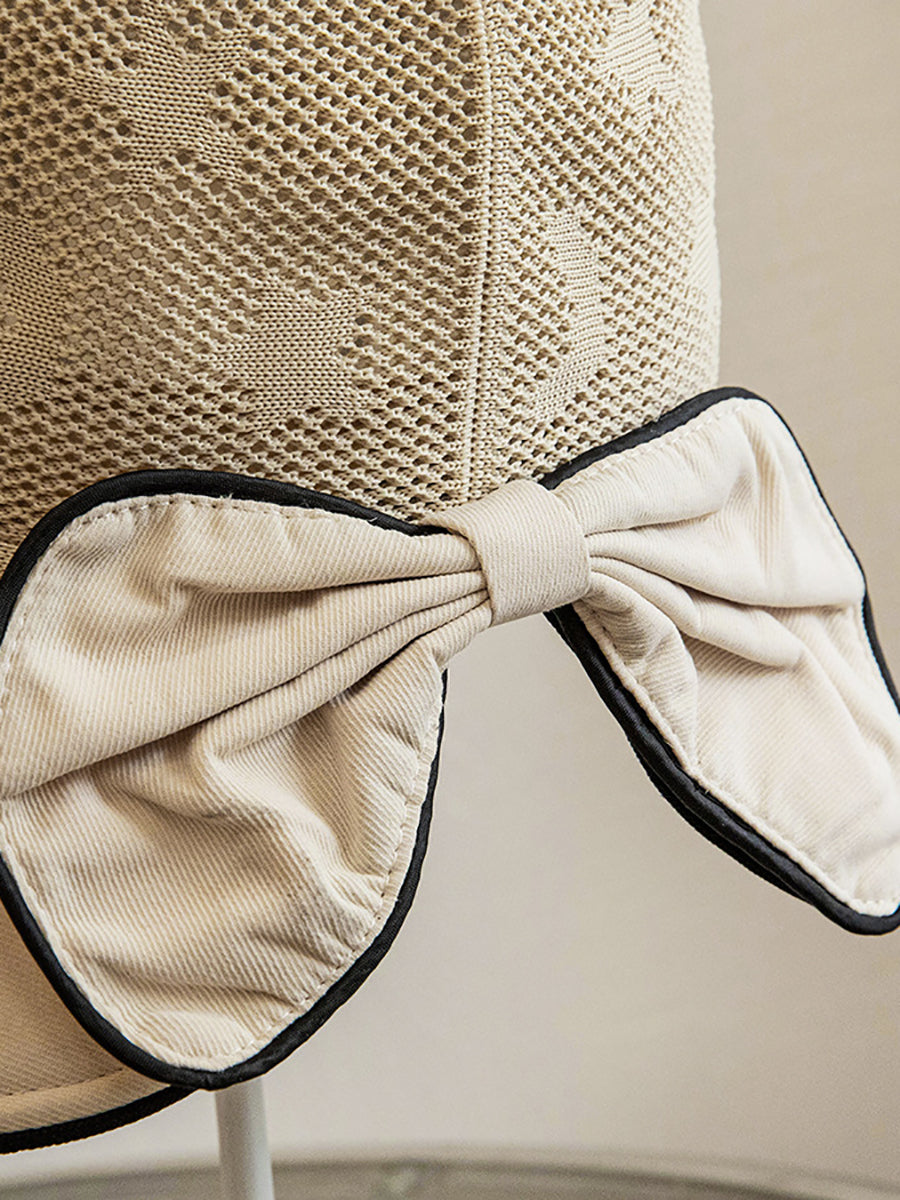 Women Summer Colorblock Bowknot Sunproof Hat