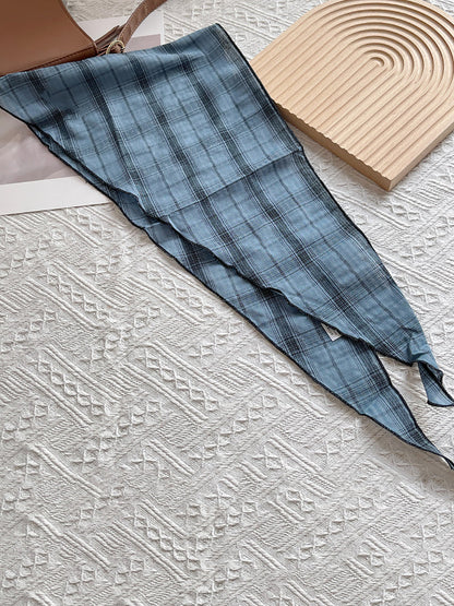 Women Vintage Plaid Triangle Scarf
