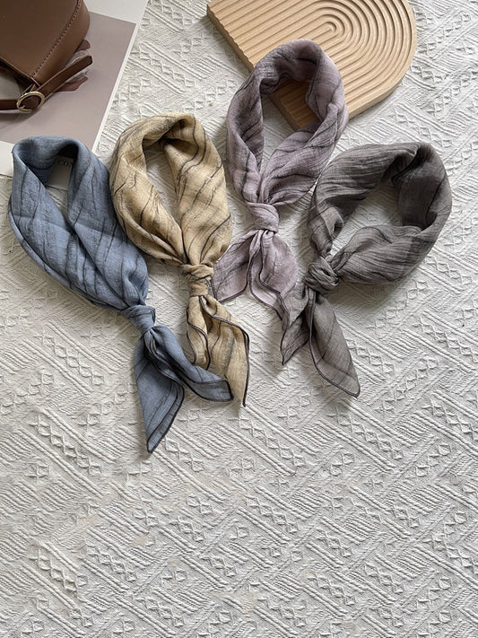 Women Artsy Dyeing Stripe Square Scarf