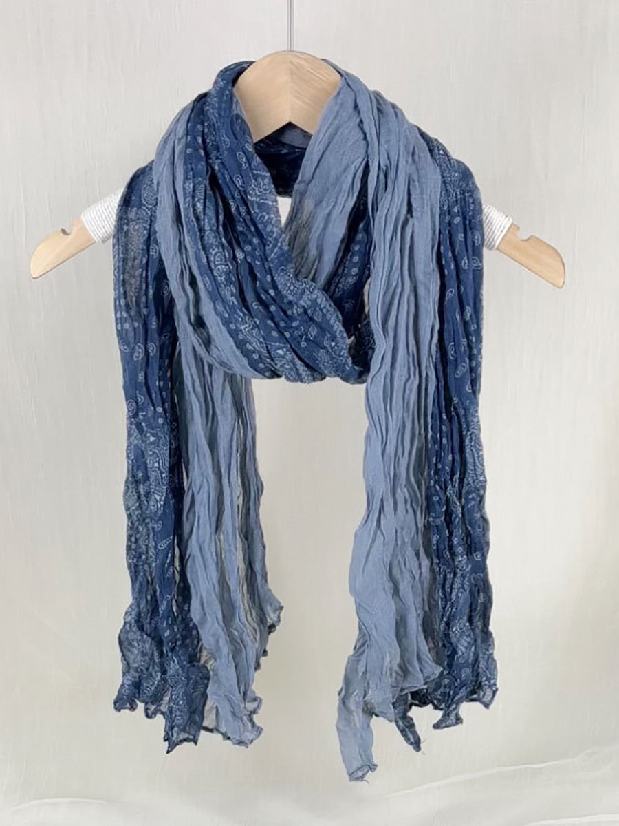 Women Summer Vintage Spliced Pleated Scarf