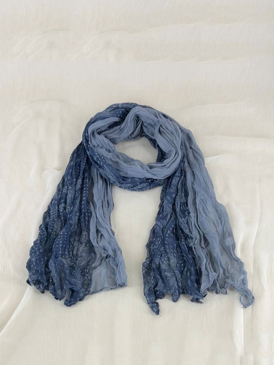 Women Summer Vintage Spliced Pleated Scarf