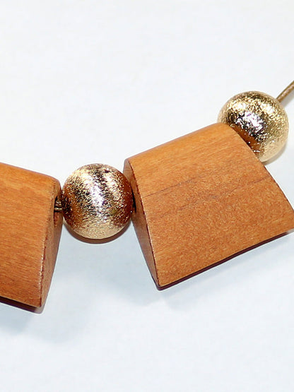 Women Fashion Geometric Wooden Bead Necklace