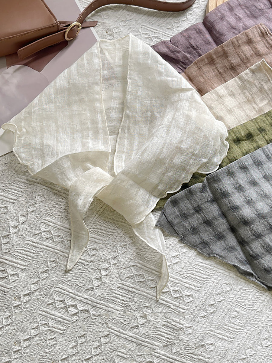 Women Artsy Plaid Tie-dye Triangle Scarf