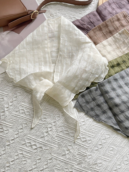 Women Artsy Plaid Tie-dye Triangle Scarf