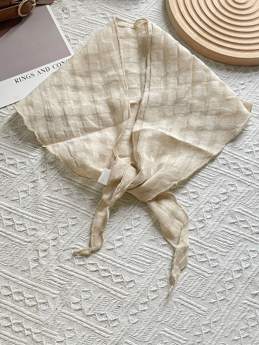 Women Artsy Plaid Tie-dye Triangle Scarf