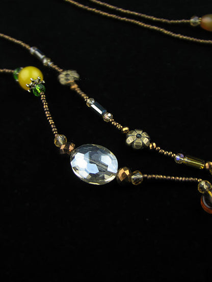 Women Vintage Crystal Bead Acrylic Pandent Necklace
