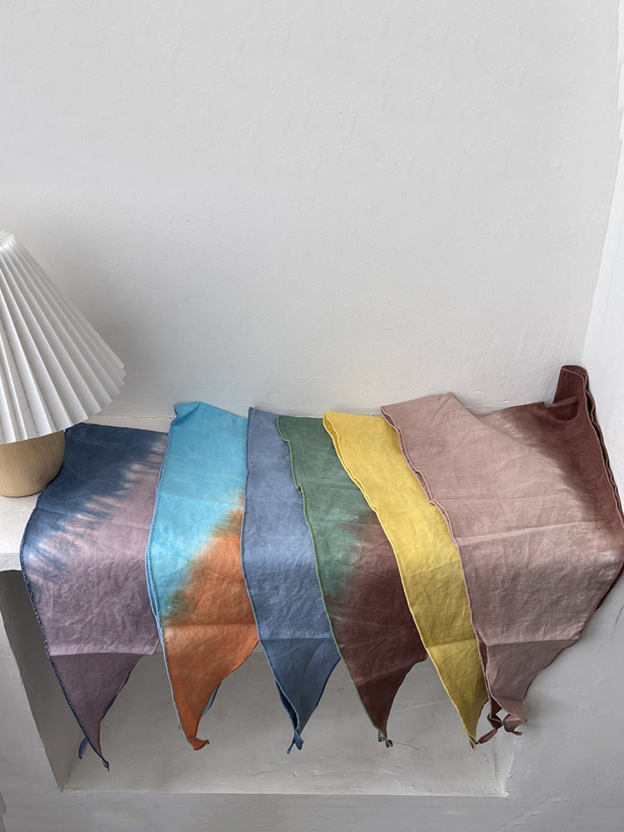 Women Ethnic Tie-dye Diamond-shaped Cotton Scarf
