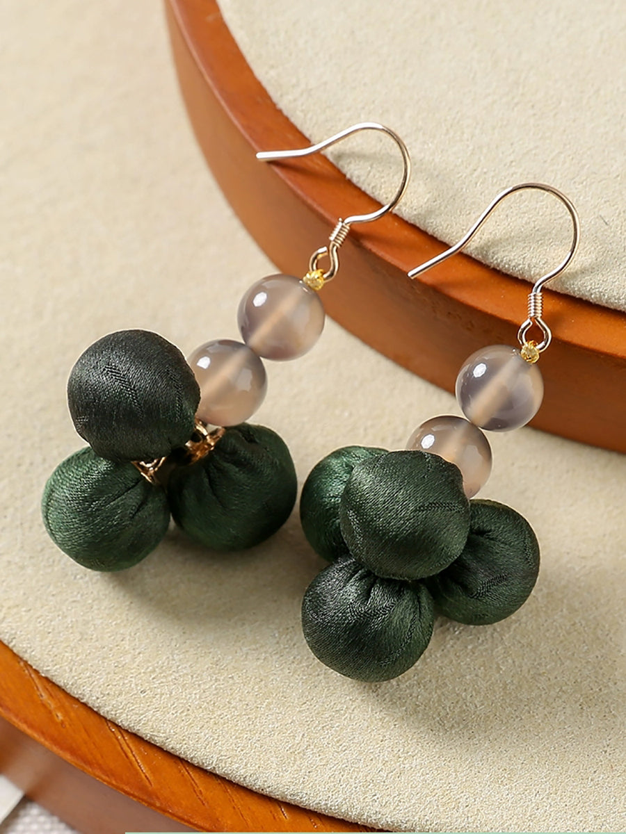 Women Summer Ethnic Silk Ball Bead Earrings