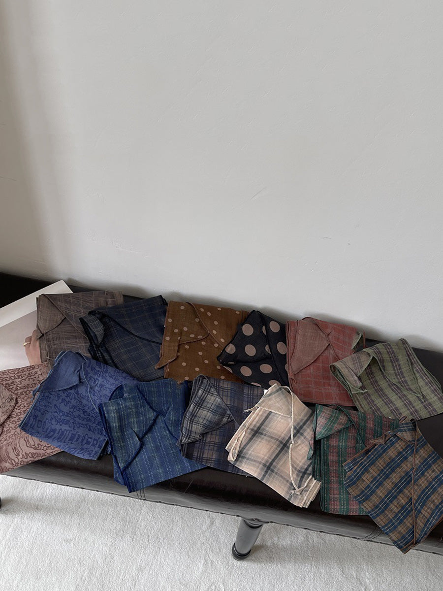 Women Vintage Plaid Dot Hair Band Scarf