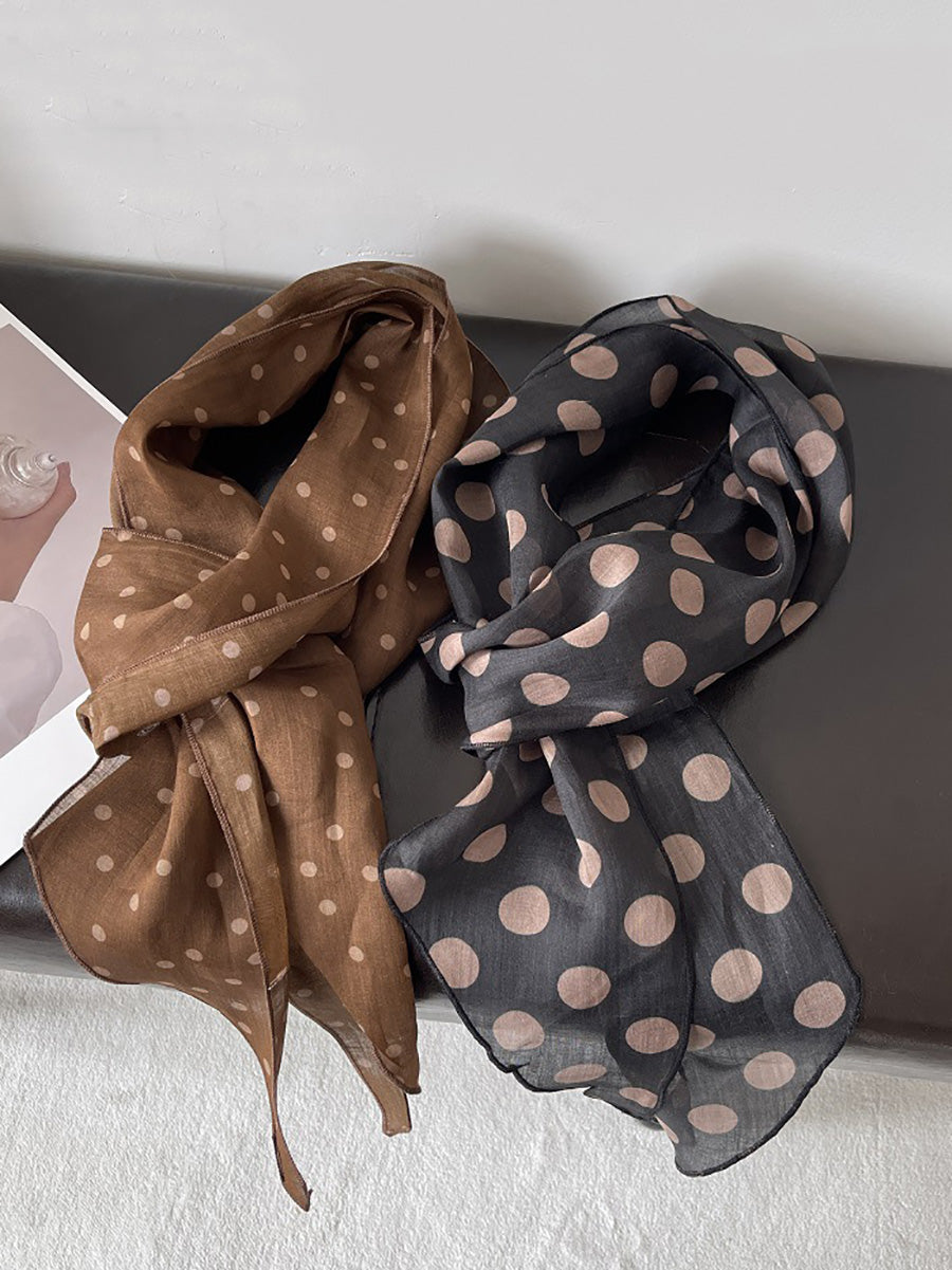 Women Vintage Plaid Dot Hair Band Scarf