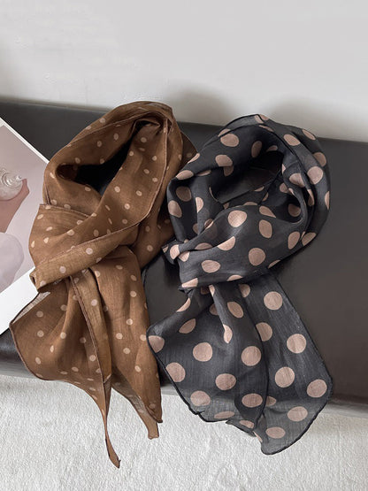Women Vintage Plaid Dot Hair Band Scarf