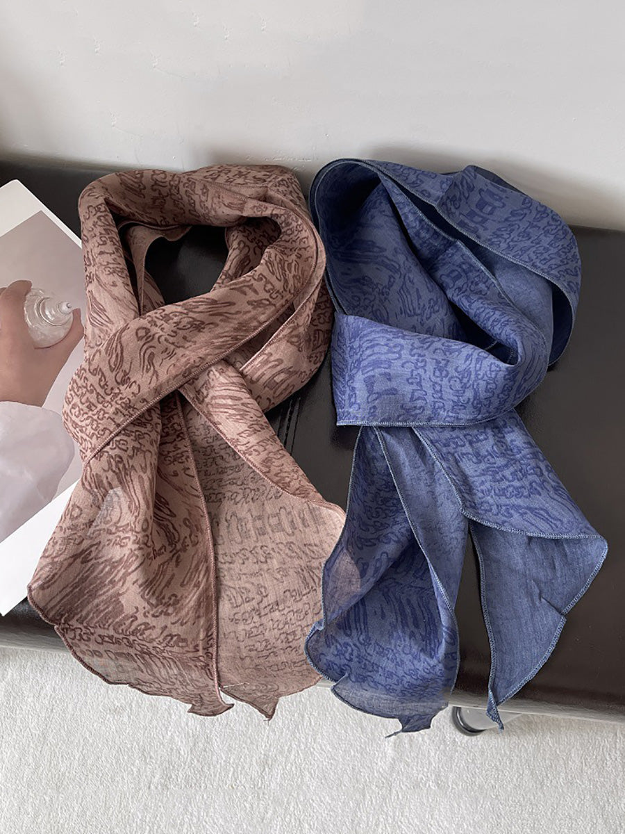 Women Vintage Plaid Dot Hair Band Scarf