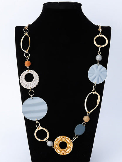 Women Fashion Alloy Resin Rattan Necklace