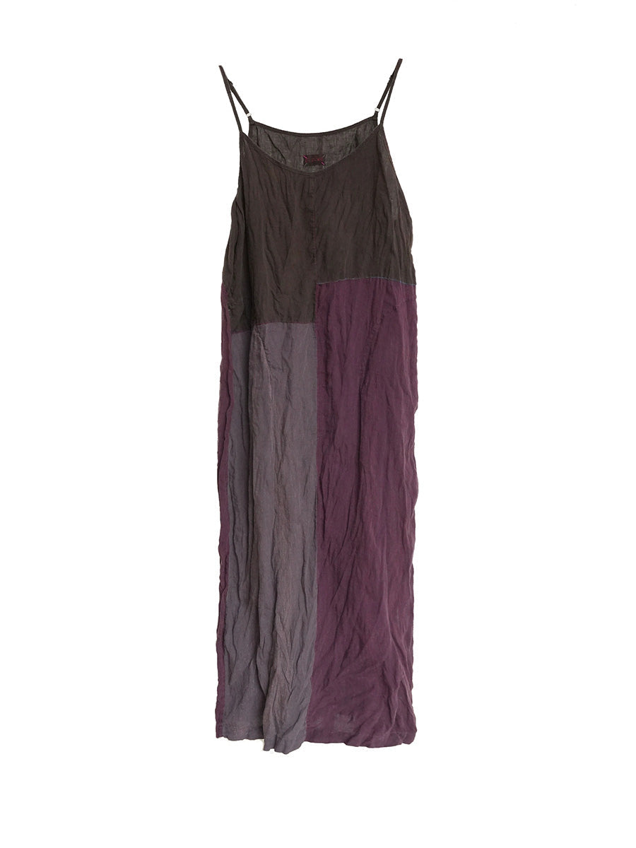 Plus Size Women Summer Vintage Patchwork 100%Linen Vest Dress