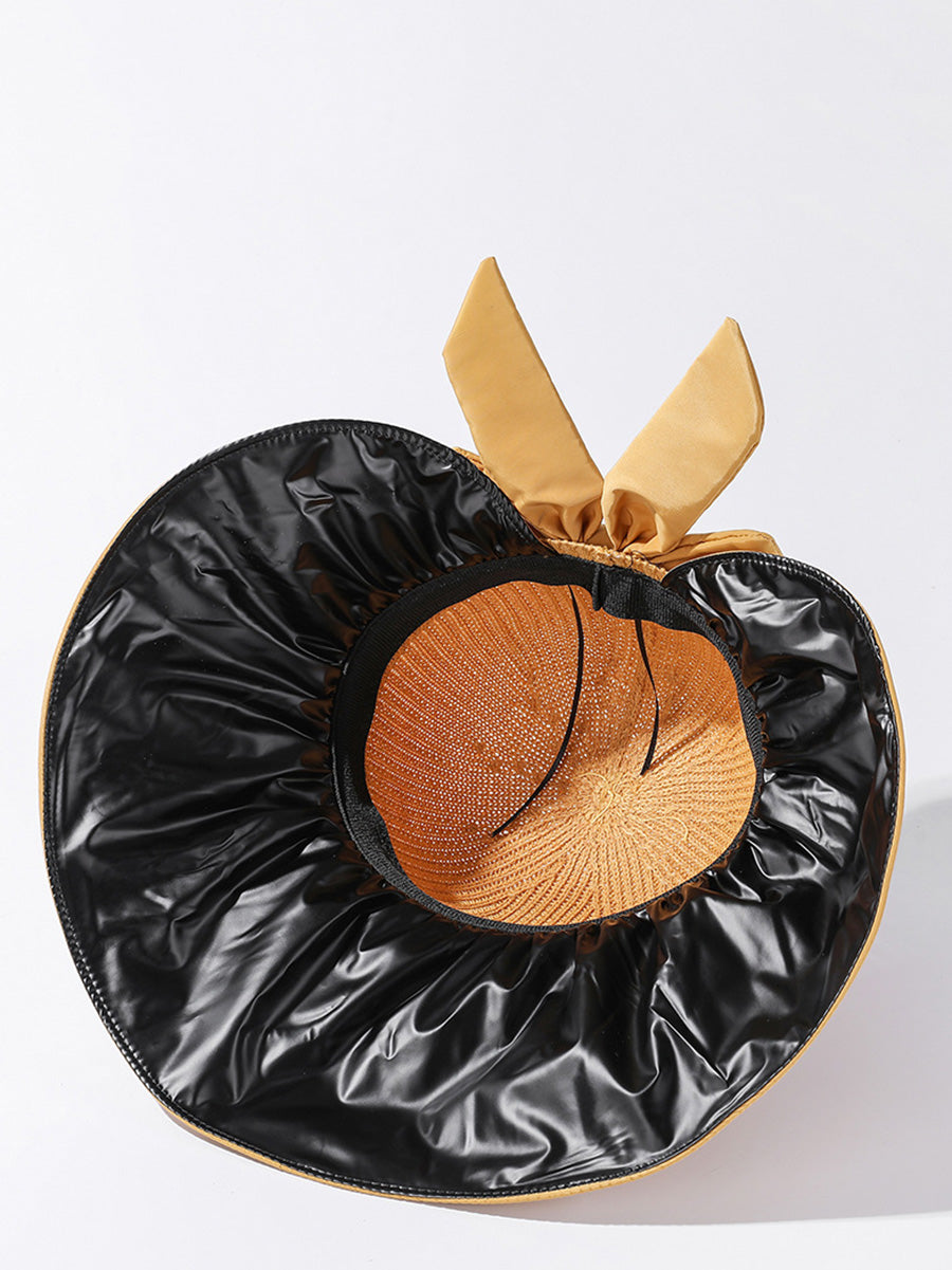 Women Summer Casual Knitted Spliced Bowknot Sunproof Hat