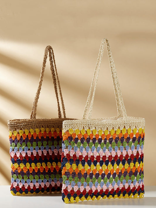 Women Ethnic Colorful Straw Weave Shoulder Bag