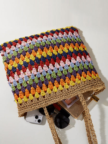 Women Ethnic Colorful Straw Weave Shoulder Bag