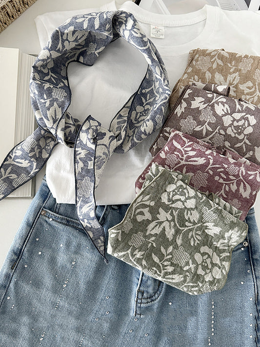 Women Bohemia Flower Triangle Scarf