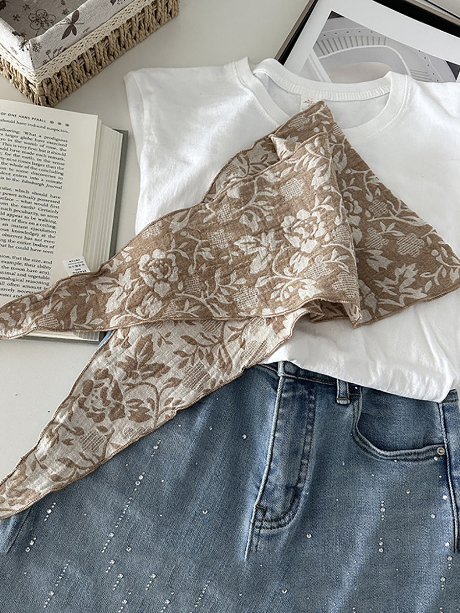 Women Bohemia Flower Triangle Scarf