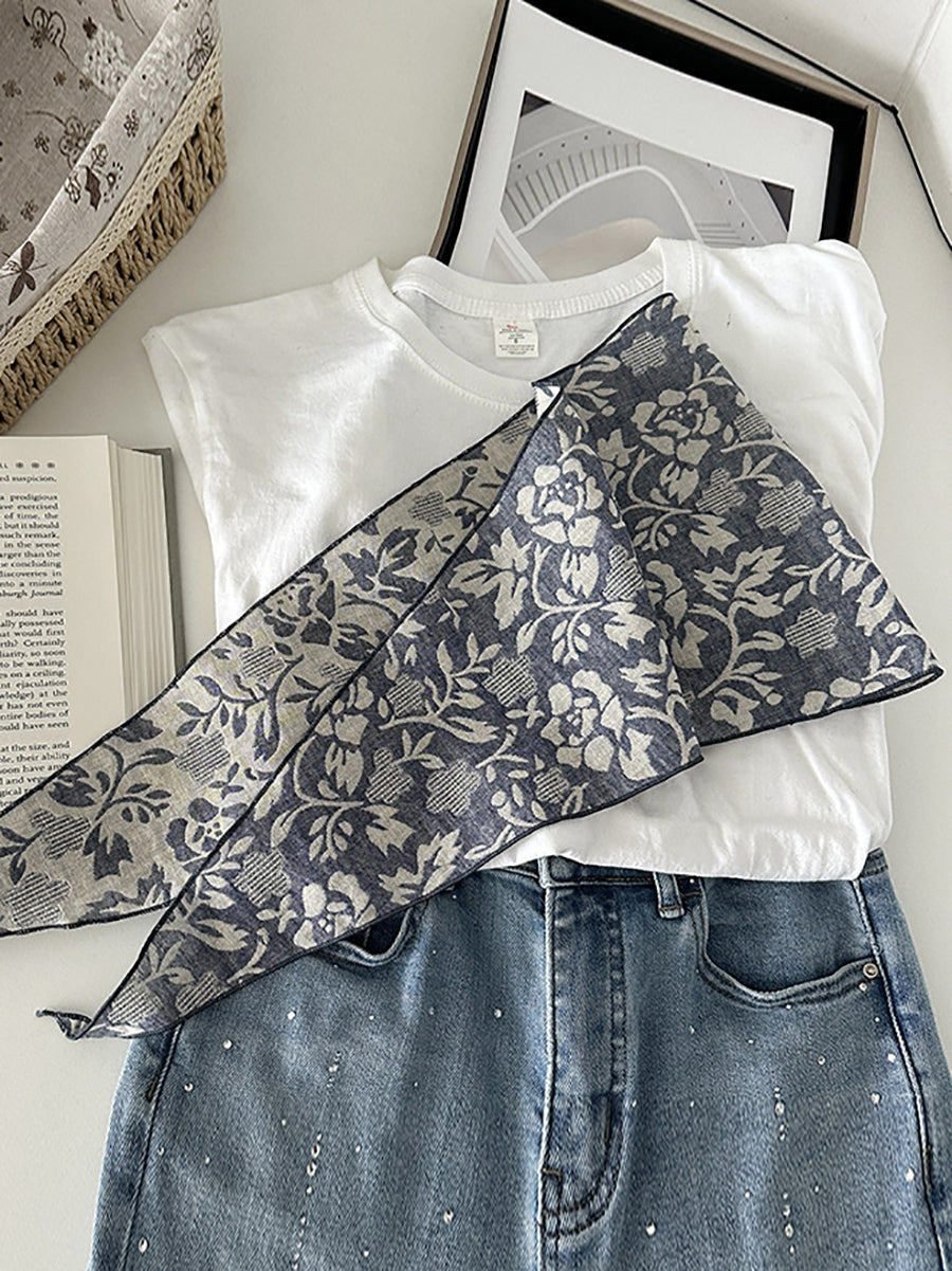 Women Bohemia Flower Triangle Scarf