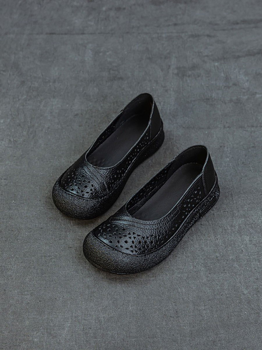 Women Summer Genuine Leather Hollow Out Shoes