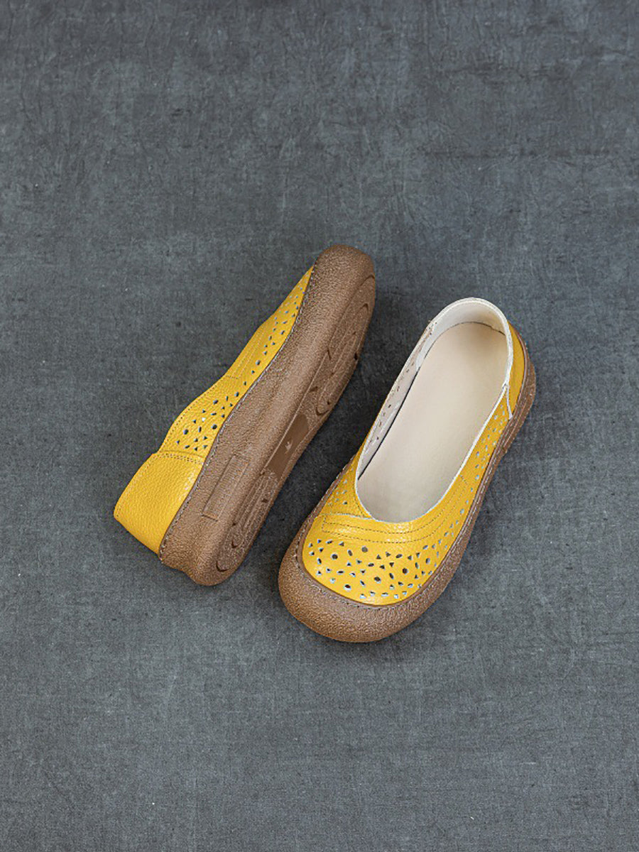 Women Summer Genuine Leather Hollow Out Shoes