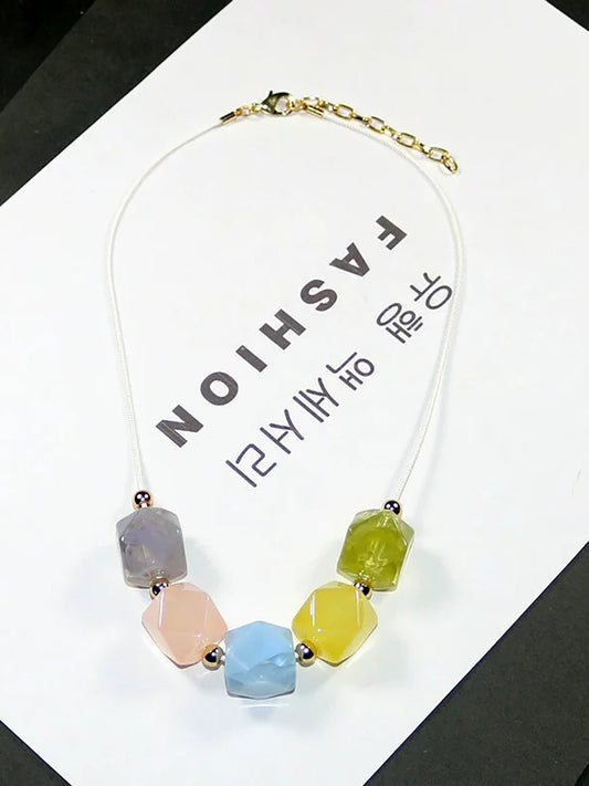 Women Artsy Colorful Acrylic Pendant Necklace